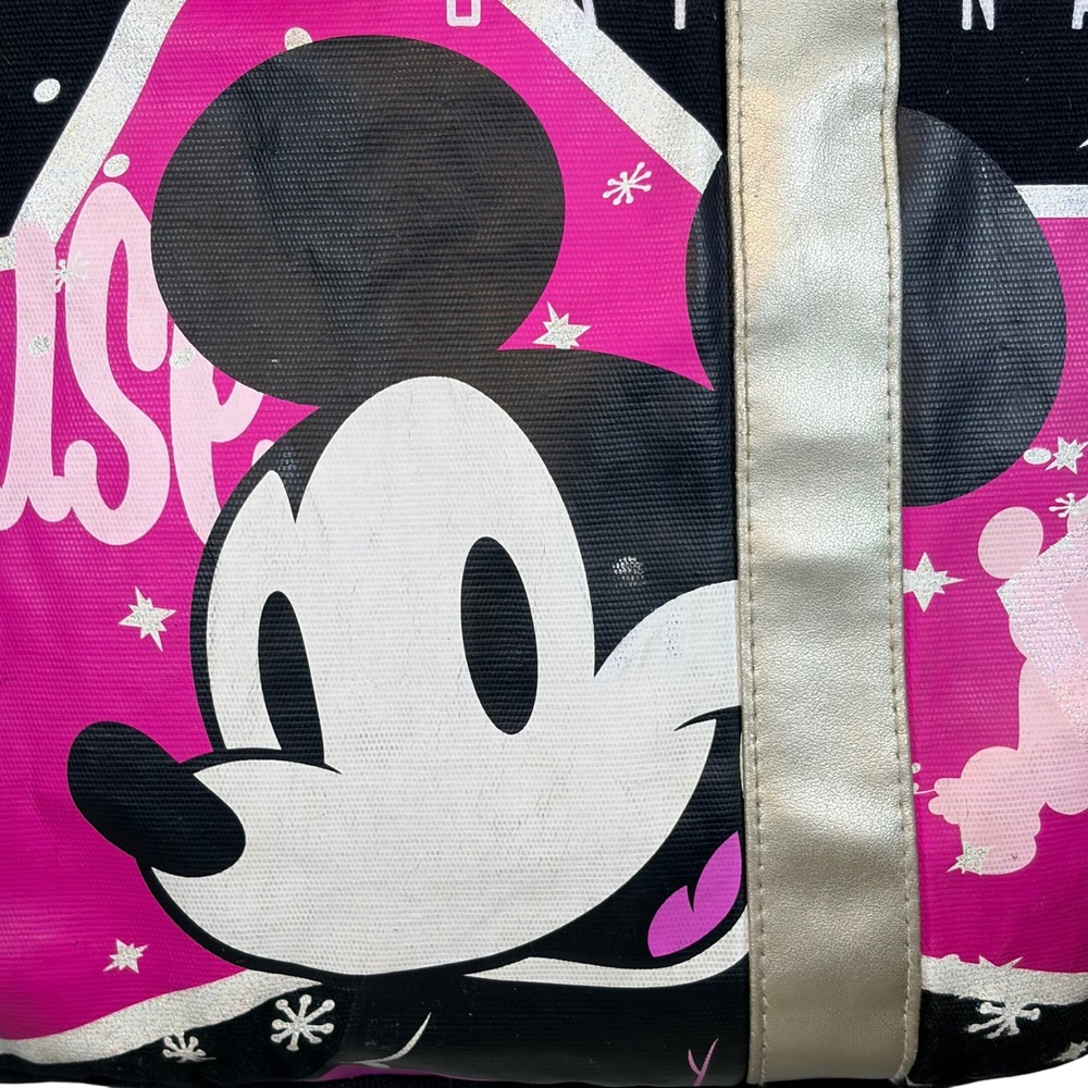 Disney Mickey Mouse Y2K Pink Black Silver Canvas Tote Bag Vintage Style - Picture 13 of 15